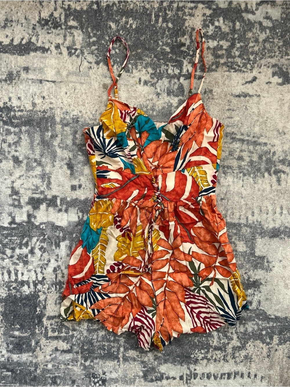 Forever 21 Multicolor Tropical Leaf Print Romper